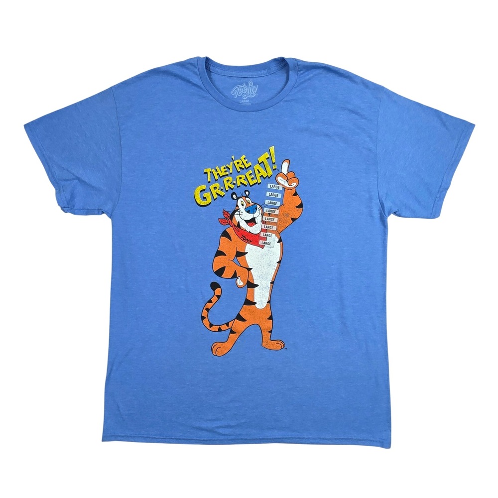 Tee Luv Kellogg Frosted Flakes Tony The Tiger Royal Blue Graphic T-Shirt Large